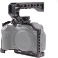 EOS R7 Camera Cage with Top Handle for Canon EOS R7 Cage with Quick Release Plate for Arca Stand, Cold Shoe, NATO Rail and 1/4" & 3/8" Threaded Holes