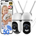 Smart Wired Security Camera Outdoor,5G&2.4G Wifi Cameras for Home Security,2K&360° PTZ Camera,911 Call for AI,IP66 Waterproof,Motion Detection,Us Cloud APP&TF Card,Support Alexa