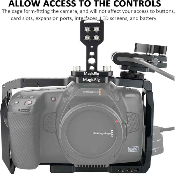 Full Cage Kit for Blackmagic Pocket Cinema Camera 6K Pro, with Cheese Top Handle, SSD Mount Clamp Holder, Cold Shoe Mount, Camera Cage Rig Compatible with BMPCC 6K Pro