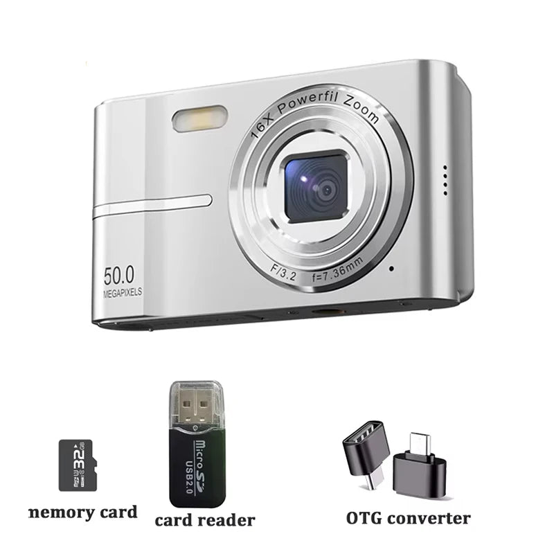 4K Digital Camera 50MP 16X Student Camera Outdoor Anti-Shake Digital Video Camera Flash Video Recorder Small Video Camera
