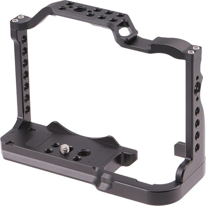 EOS R7 Camera Cage with Top Handle for Canon EOS R7 Cage with Quick Release Plate for Arca Stand, Cold Shoe, NATO Rail and 1/4" & 3/8" Threaded Holes