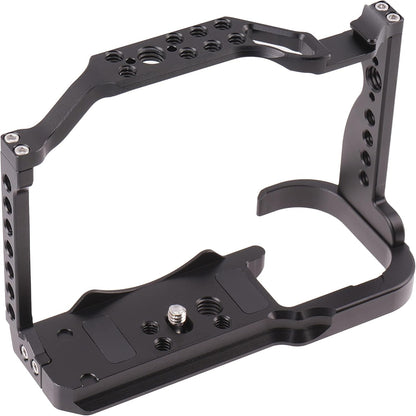 EOS R7 Camera Cage with Top Handle for Canon EOS R7 Cage with Quick Release Plate for Arca Stand, Cold Shoe, NATO Rail and 1/4" & 3/8" Threaded Holes