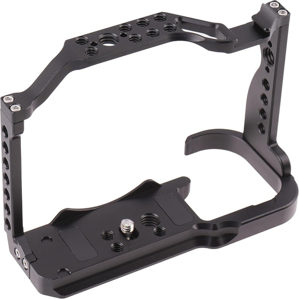 EOS R7 Camera Cage with Top Handle for Canon EOS R7 Cage with Quick Release Plate for Arca Stand, Cold Shoe, NATO Rail and 1/4" & 3/8" Threaded Holes