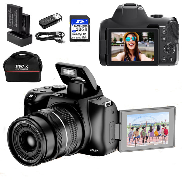12X Optical Zoom Cameras for Photography Auto Focus 4K 72MP Digital Video Vlog Camera Wifi Livestream Camcorder 270°Flip Screen
