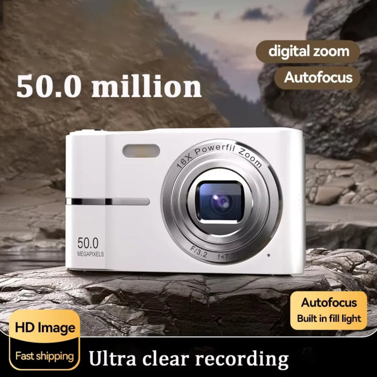 4K Digital Camera 50MP 16X Student Camera Outdoor Anti-Shake Digital Video Camera Flash Video Recorder Small Video Camera