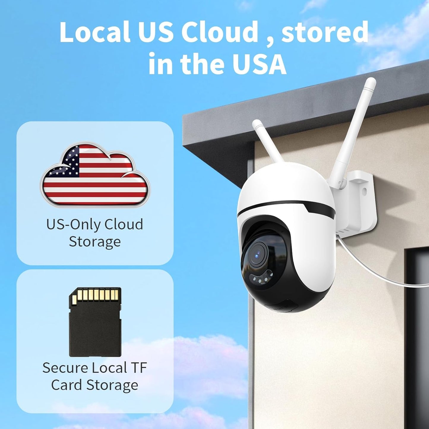 Smart Wired Security Camera Outdoor,5G&2.4G Wifi Cameras for Home Security,2K&360° PTZ Camera,911 Call for AI,IP66 Waterproof,Motion Detection,Us Cloud APP&TF Card,Support Alexa