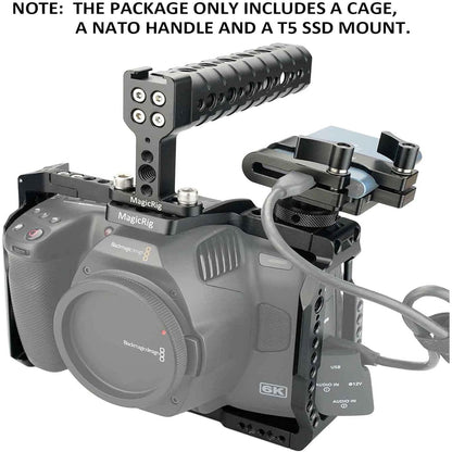 Full Cage Kit for Blackmagic Pocket Cinema Camera 6K Pro, with Cheese Top Handle, SSD Mount Clamp Holder, Cold Shoe Mount, Camera Cage Rig Compatible with BMPCC 6K Pro